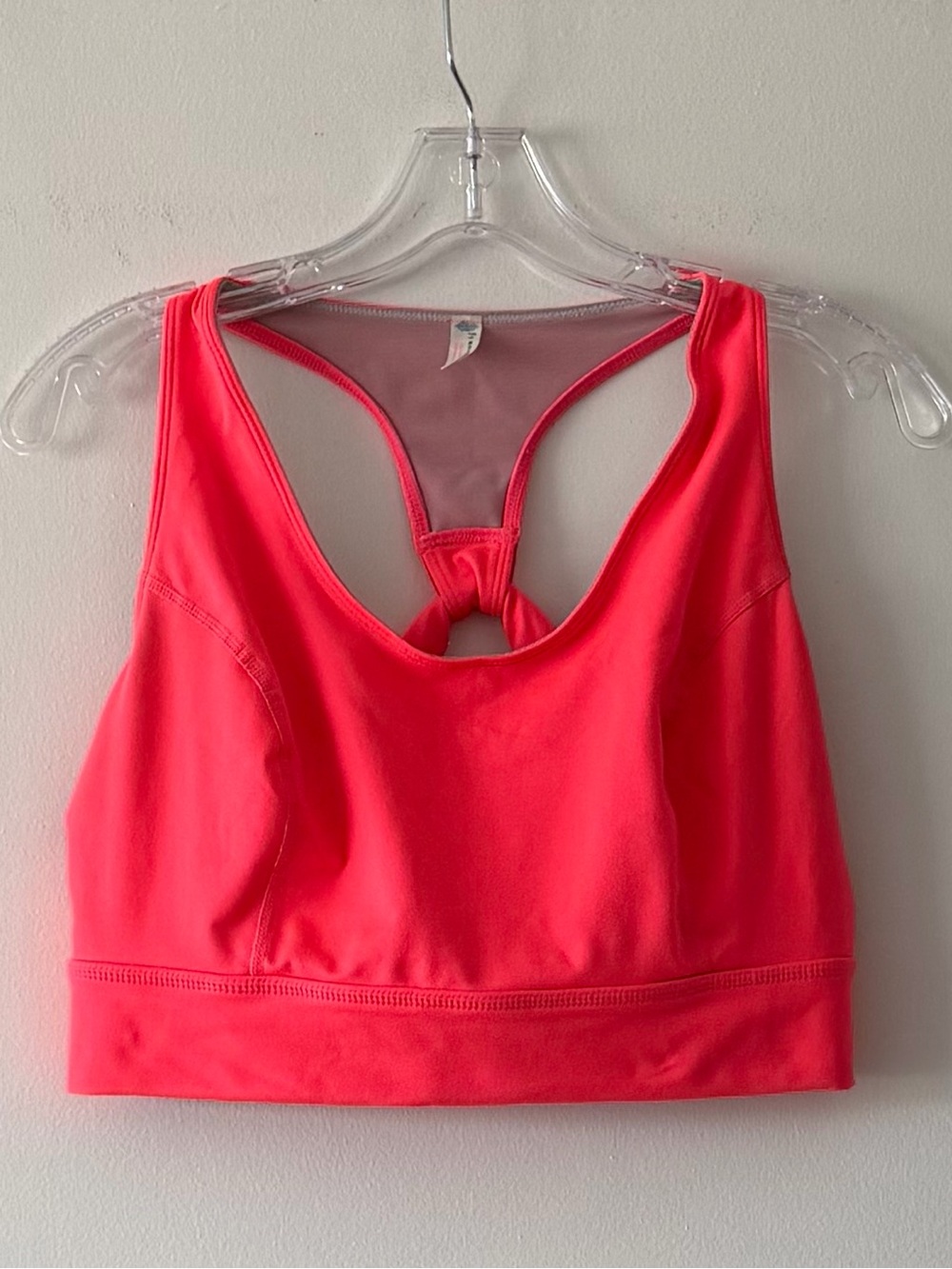 FP Movement Free People Coral Pink Strappy Cutout Racerback Sports Bra Size L